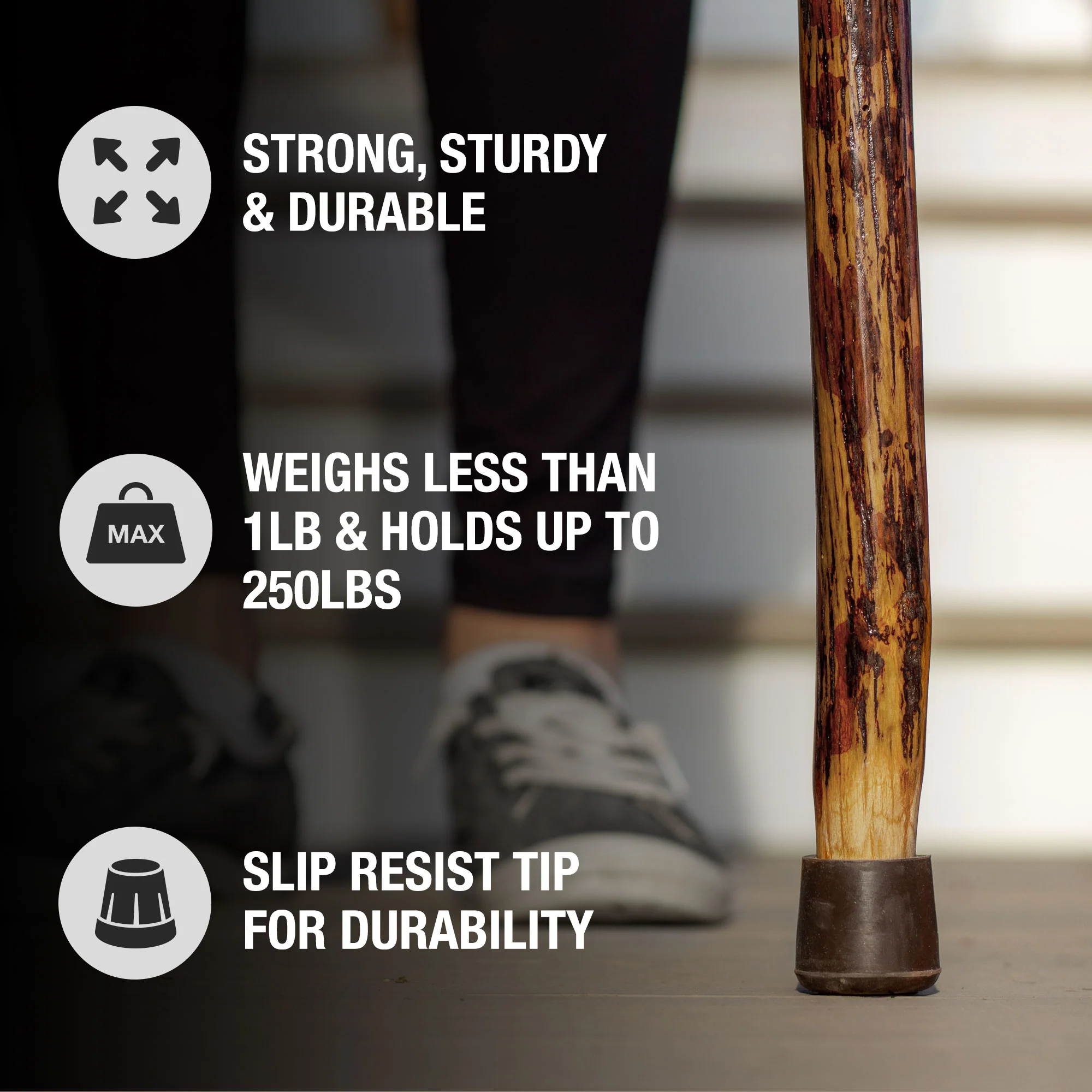 Exotic Leather Safari Hickory Rustic Walking Stick - Image 5