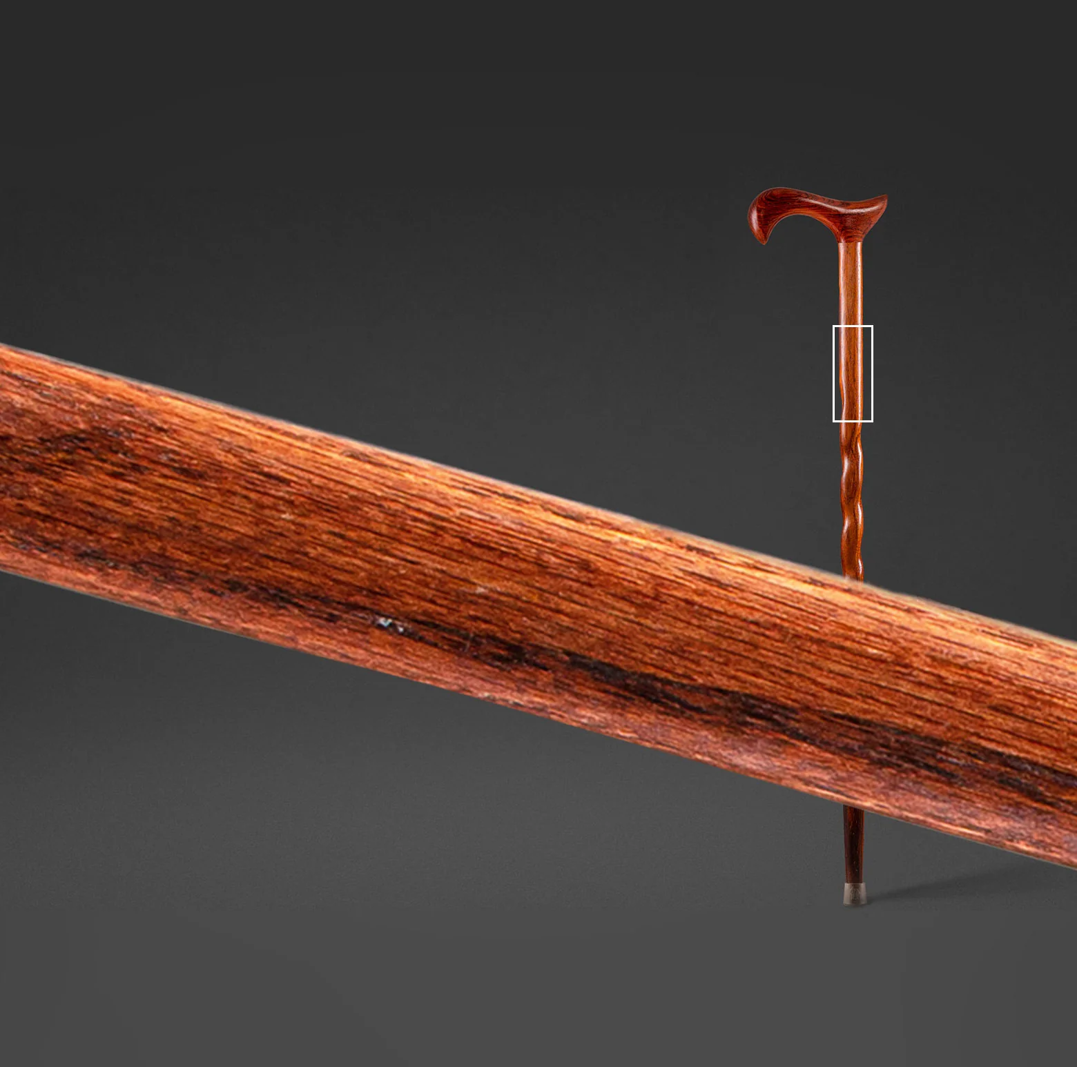 Twisted Cocobolo Derby Handcrafted Walking Cane 37" - Image 7